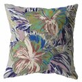 Homeroots 16 in. Lilac Green & Purple Hibiscus Indoor & Outdoor Throw Pillow 412371